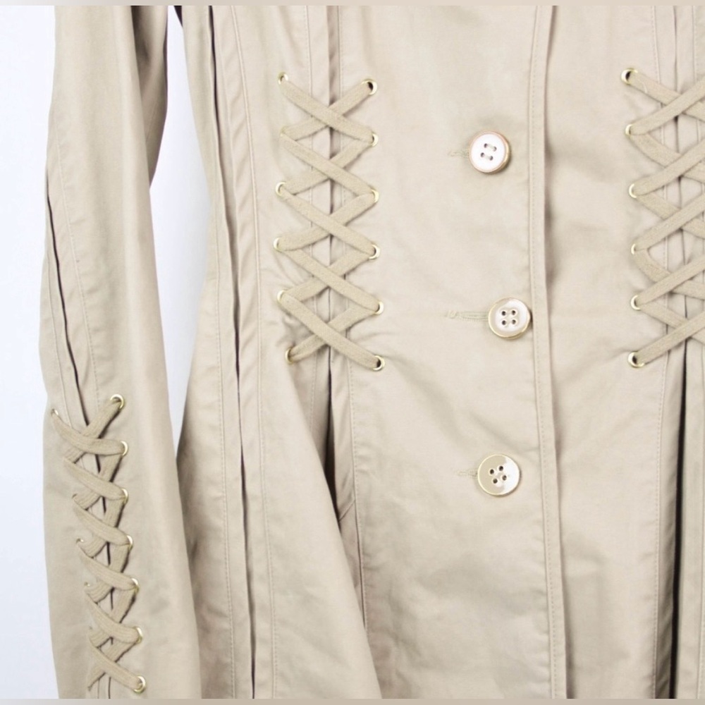 Topshop corset steampunk lace up trench coat 4 XS - Picture 10 of 13